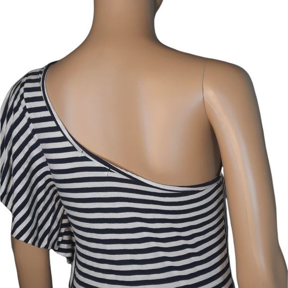 Two Apples Shirt Navy blue  White striped shirt one sleeve Size Medium - Picture 12 of 14